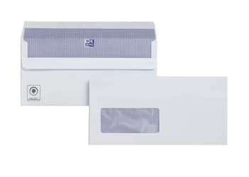 Plus Fabric Wallet Envelopes 110gm2 Press Seal Window DL White 1 x Pack of 250