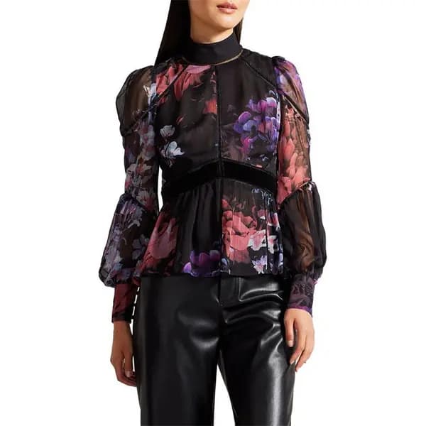 Ted Baker Ladder Lace Floral Top - Black 8