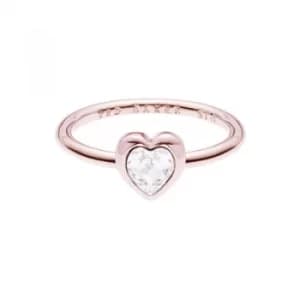 Ted Baker Ladies Rose Gold Plated Crystal Heart Ring Size ML