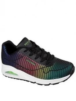 Skechers Uno Trainers - Black/Multi, Black Multi, Size 3, Women