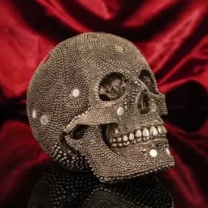 Large Diamante Skull Ornament with Mirror Mosaic Details