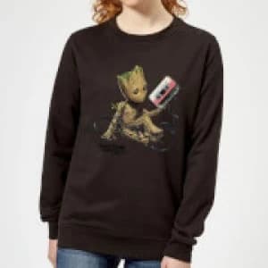 Guardians Of The Galaxy Groot Tape Womens Christmas Sweatshirt - Black