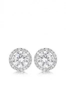 Love Gold 9Ct White Gold Round Cubic Zirconia And Pave Set 9Mm Stud Earrings