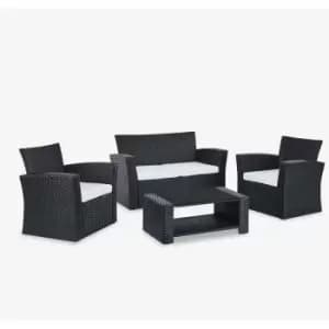 Vegas Black 4PC Lounger w/ Cream Cushions