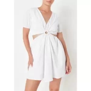 Missguided Ring Detail Cut Out Mini Dress - White