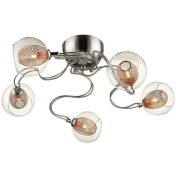 Spring Lighting - 5 Light Flush Multi Arm Mesh Ceiling Light Chrome, Copper, G9