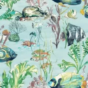 Grandeco Aquarium Light Blue Smooth Wallpaper