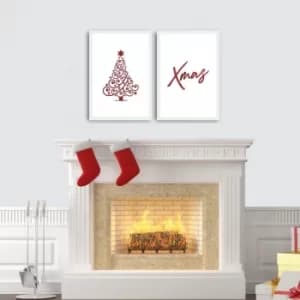 2PBCTNOEL-03 Multicolor Decorative Framed MDF Painting (2 Pieces)