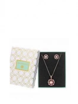 Jon Richard Rose Gold Plated Crystal Round Pendant Set