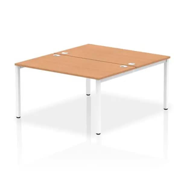 Impulse Bench B2B 2 Person 1400 White Frame Office Bench Desk Oak