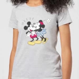 Disney Mickey Mouse Minnie Kiss Womens T-Shirt - Grey - 3XL