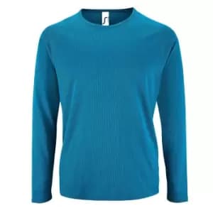 SOLS Mens Sporty Long Sleeve Performance T-Shirt (3XL) (Aqua)