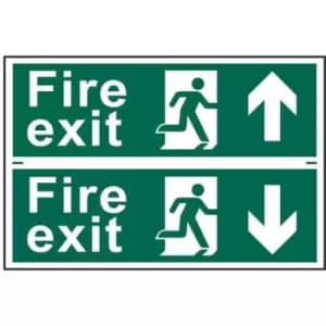 Fire Exit Up / Down Self Adhesive Sign Twin Pack - 300 x 100mm