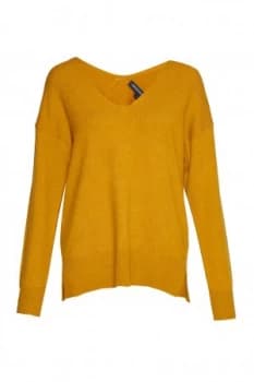 French Connection Della Vhari V Neck Jumper Yellow