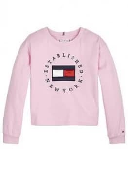 Tommy Hilfiger Girls Heritage Logo Long Sleeve T-Shirt - Pink