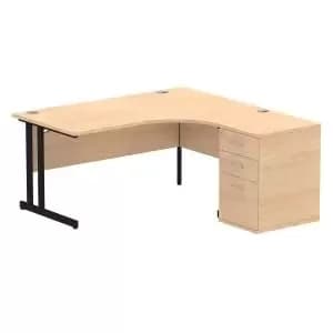 Impulse 1600mm Right Crescent Office Desk Maple Top Black Cantilever