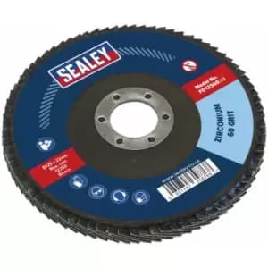 FD12560 Flap Disc Zirconium Ø125mm Ø22mm Bore 60Grit - Sealey