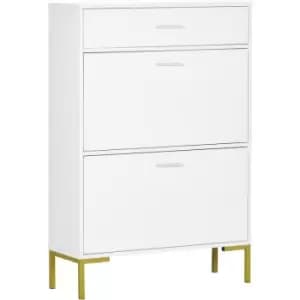 HOMCOM Modern Storage Cabinet with Flip Doors and Drawer for 12 Pairs of Shoes - White