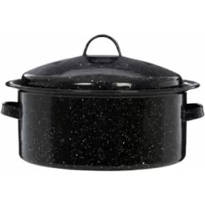 Round Self Basting Black Enamel Roaster - Premier Housewares
