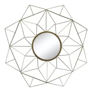Gold Wire Geometric Design Mirror