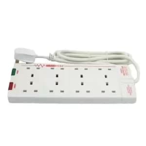 Masterplug 8 Socket Surge Extension Lead 2m White
