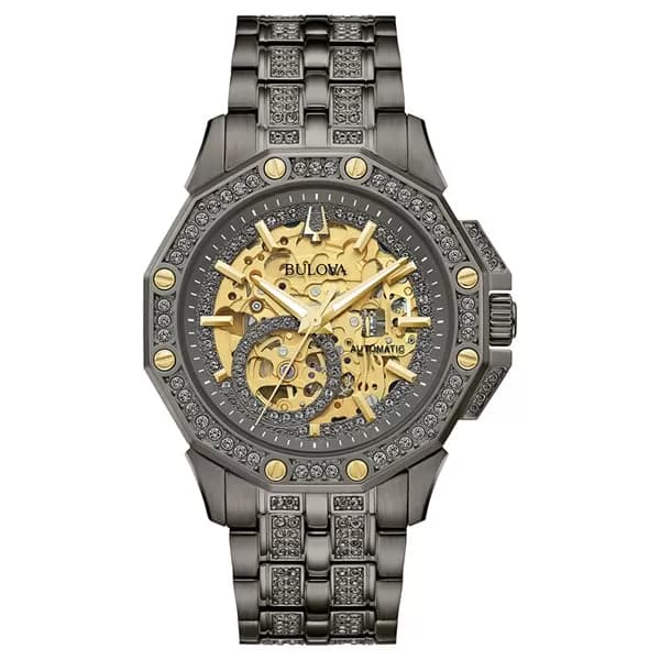Bulova Crystal 98A293 Octava Automatic Grey IP Bracelet Watch - W09251