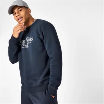 Jack Wills Belvue Graphic Logo Crew Neck Sweatshirt - Navy