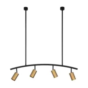 Netlighting Merano Knoxville 4 Light Bar Pendant Ceiling Light Black, Gold Alumi