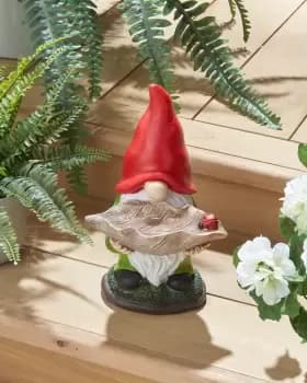 Cotton Traders Garden Gonk with Leaf Birdbath in Multi