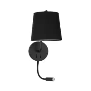 Netlighting Merano Cavendish Reading Light Black Aluminium Black Fabric Shade Sw