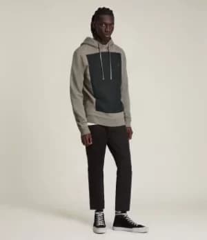 AllSaints Mens Lobke Pullover Hoodie, Flint Gry/wshd BLK, Size: L