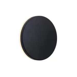 Artego Round LED Outdoor Flush Wall Lamp Black, IP54, 3000K