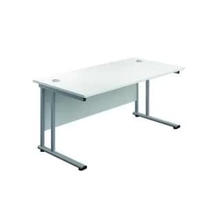 Jemini Rectangular Cantilever Desk 1800x800x730mm WhiteSilver KF807193