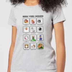 Nintendo Super Mario Know Your Enemies Womens T-Shirt - Grey - 3XL