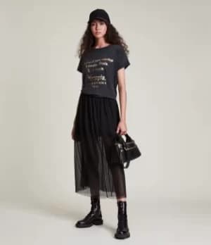 AllSaints Womens Make It Imogen Boy T-Shirt, Black, Size: XS/S