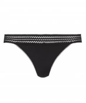 DKNY Classic cotton lace trim thong Black