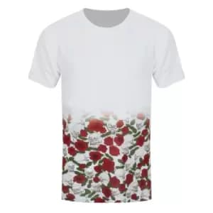 Grindstore Skulls & Roses Fade MenA's Sub T-Shirt (L) (White/Red)
