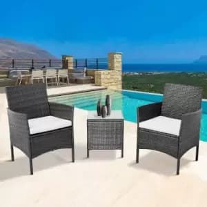 Neo Direct Grey 3 Piece Rattan Bistro Set - Black