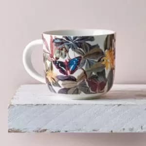 Set of 2 Kew Floral Butterfly Mugs White