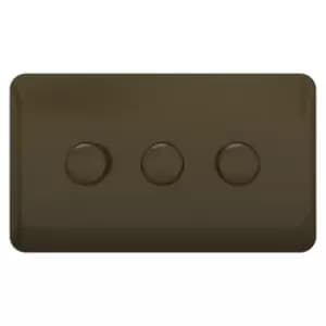 Schneider Electric Lisse Screwless Deco - 3 Gang Universal 2 Way Dimmer Light Switch, 250W/VA, GGBL6032CMBS, Mocha Bronze