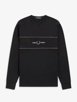 Fred Perry Embroidered Panel T-Shirt, Black Size M Men