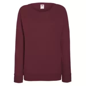 Fruit OF The Loom Ladies Fitted Lightweight Raglan Sweatshirt (240 GSM) (M) (Burgundy)