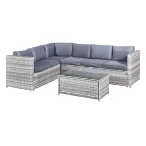 Oseasons Acorn Rattan 6 Seat Corner Sofa Set In Dove Grey
