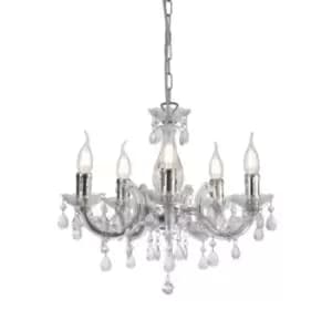 Floria Chandelier with Acrylic Sconce & Acrylic Droplets 5 Light E14 Polished Chrome