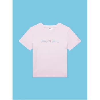 Tommy Jeans Linear Logo T Shirt - TOJ ROMANTC PNK