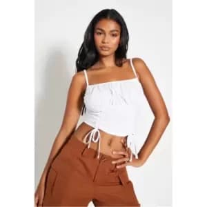 I Saw It First White Ruched Front Tie Detail Strappy Vest - White