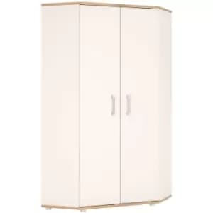4Kids Corner Wardrobe in Light Oak and white High Gloss lilac handles