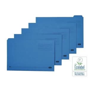 Elba Foolscap Tabbed Folders Mediumweight 250gsm Blue Pack of 100 20 x Set of 5 Position Tabs