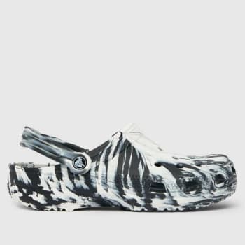 Crocs White & Black Classic Marble Sandals