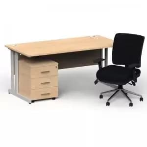 Impulse 1600800 Silver Cant Desk Maple 3 Dr Mobile Ped & Chiro